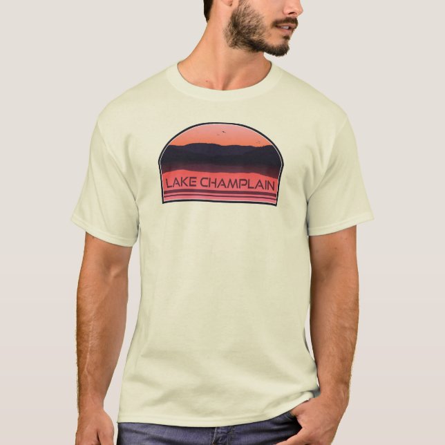 Camiseta Lake Champlain New York Vermont Red Sunrise (Frente)
