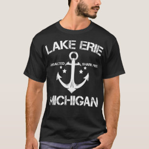 Camiseta LAKE ERIE MICHIGAN Engraçado Campanha de Pesca Su