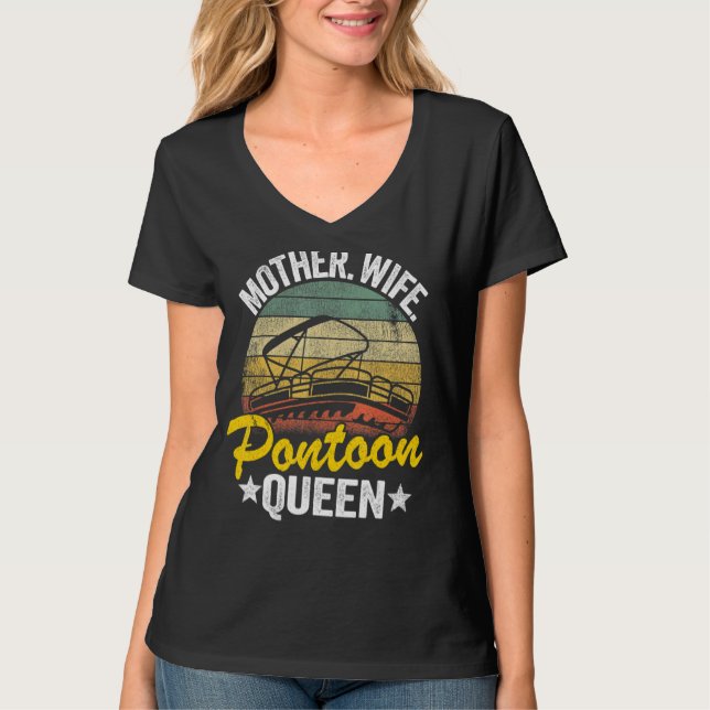 Camiseta Lake Life Mulheres Mãe Esposa Pontoon Rainha 3 (Frente)