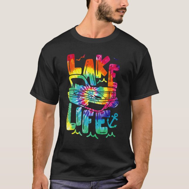 Camiseta Lake Life Tie Dye Pontoon Summer Vacation Boat Pon (Frente)