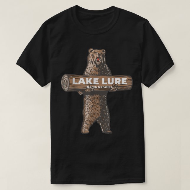 Camiseta Lake Lure North Carolina NC Growling Bear Vacation (Frente do Design)