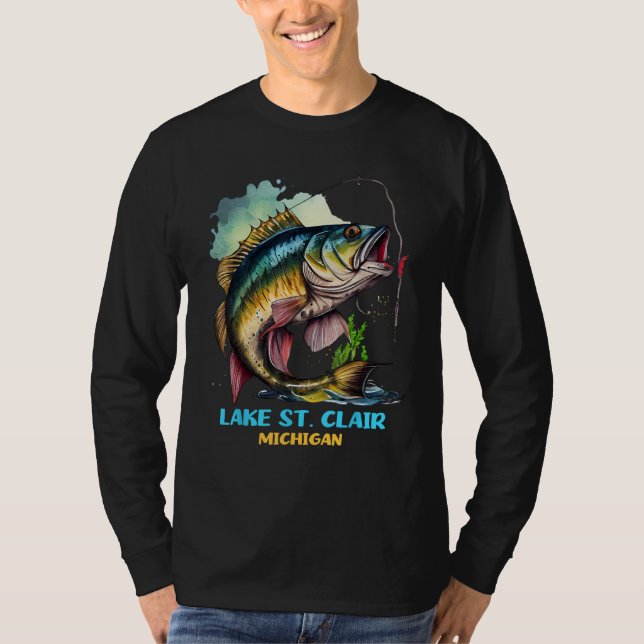Camiseta Lake St Clair Michigan Fishing Trip Fisher Flyfish (Frente)