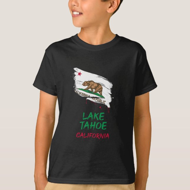 Camiseta Lake Tahoe California Paint Splatter Flag Vacation (Frente)
