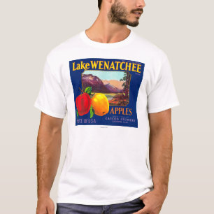 Camiseta Lake Wenatchee Apple Label (azul) - Cashmere, WA