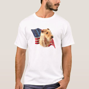 Camiseta Lakeland Terrier American Flag; Patriotic Lakeland