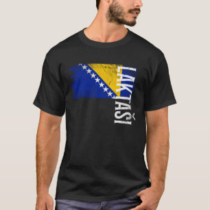 Camiseta Laktasi Bandeira da Bósnia Para Homens Mulheres Cr