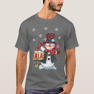 Camiseta Lala Snowman - Papais noeis de Xadrez Vermelha Can