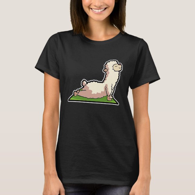 Camiseta Lama Alpaca Yoga Poses Sport Gymnastics Ohmmm Hear (Frente)