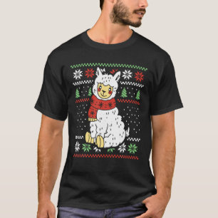 Camiseta lama árvore de Natal ilumina animais alpacos amant