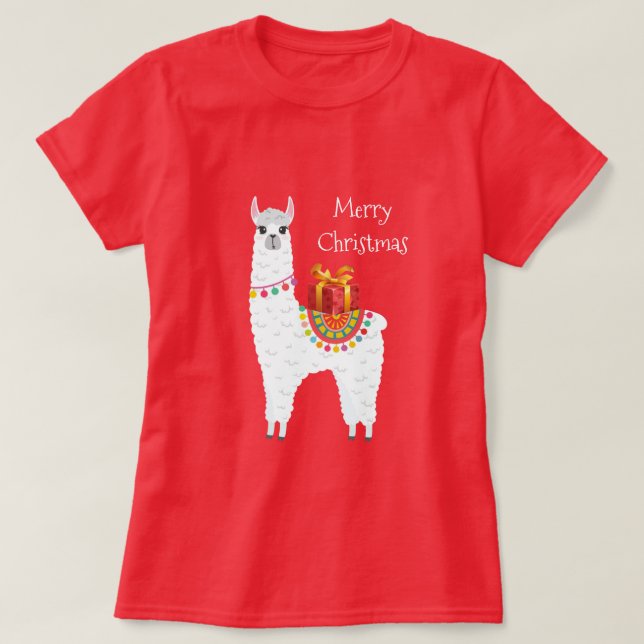 Camiseta Lama bonitinha de Natal Funky Alpaca (Frente do Design)