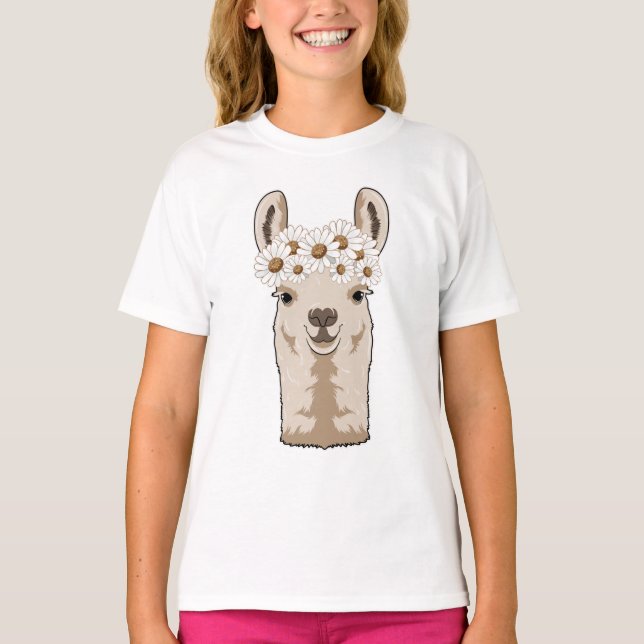 Camiseta Lama com Blossomas Brancos (Frente)