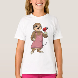 Camiseta Lama como Cabelo estilista com secador de cabelo