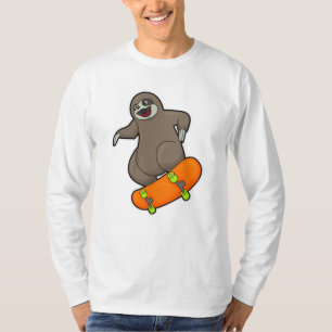 Camiseta Lama como skater com skate