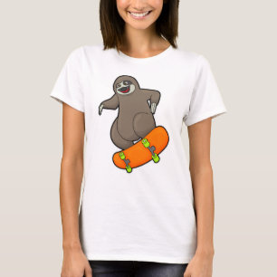 Camiseta Lama como skater com skate