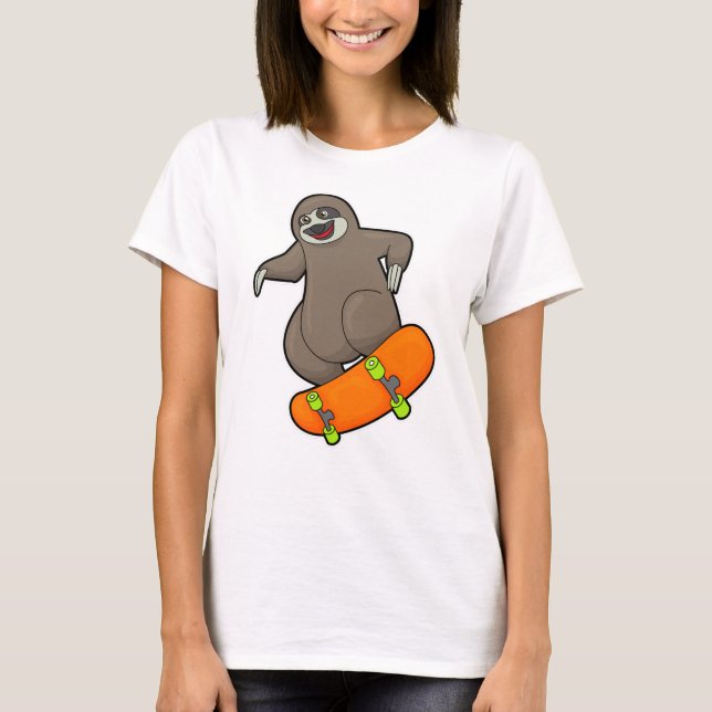 Camiseta Lama como skater com skate (Frente)