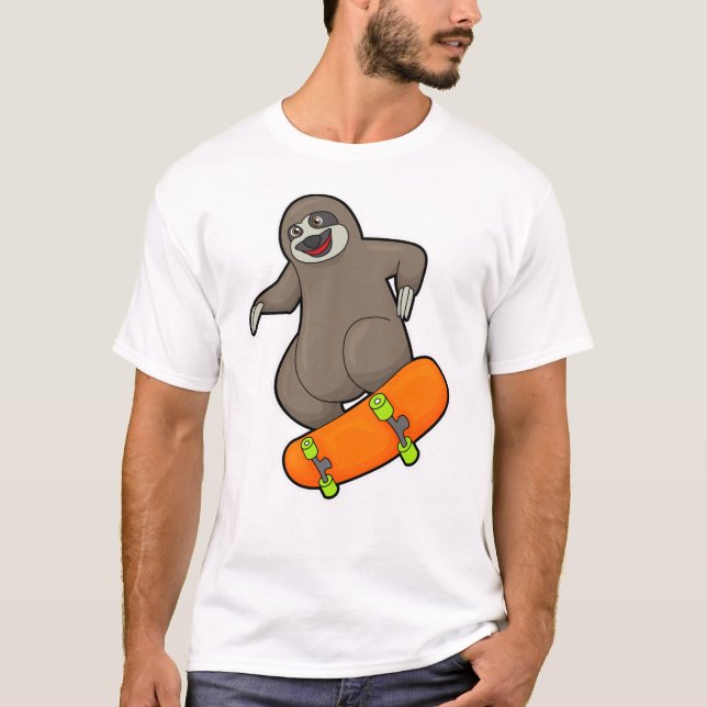 Camiseta Lama como skater com skate (Frente)