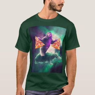 Camiseta Lama De Espaço Divertido Com Tartaruga De Pizza 68