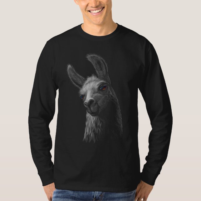 Camiseta Lama de recorte com traços em preto (Frente)