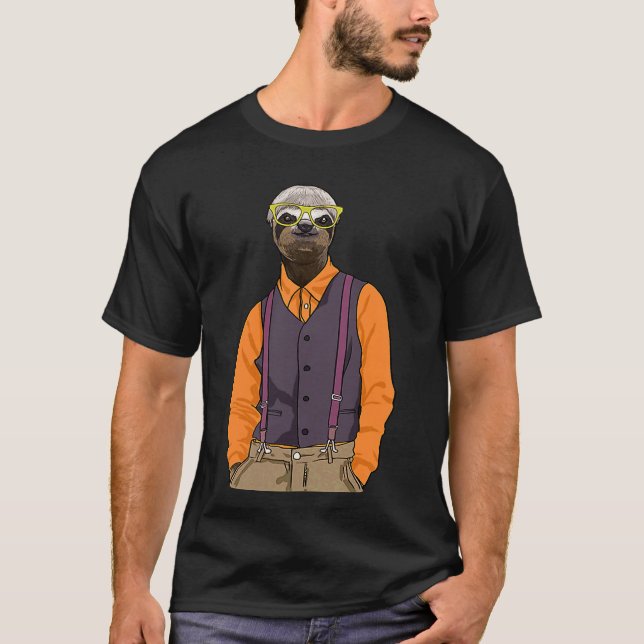 Camiseta Lama do hipster com óculos Leves (Frente)