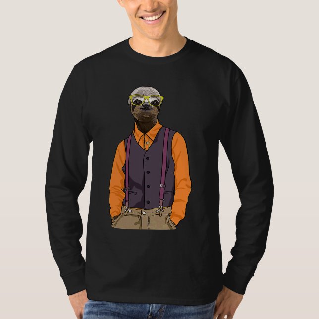 Camiseta Lama do hipster com óculos Leves (Frente)