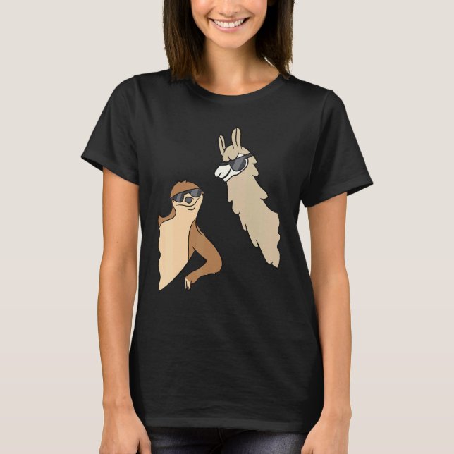 Camiseta Lama E Lama Com Óculos De Sol Adoram Lama E Al (Frente)