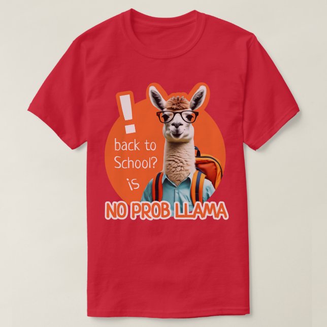 Camiseta Lama positivo com óculos e mochila escolar (Frente do Design)