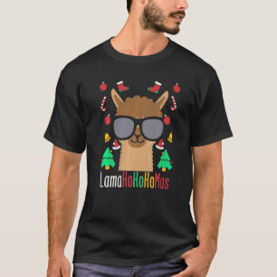 Camiseta Lamahohomas Llama com óculos Natal Alpaca