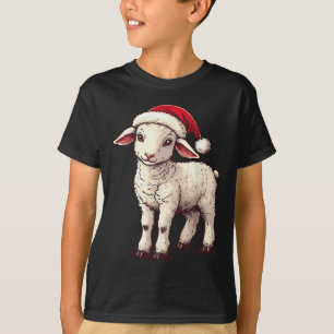 Camiseta Lamb Santa Hat Engraçado Framer Lamb Cristo Xmas