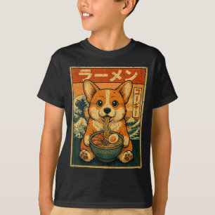 Camiseta Lámen Corgi Japonês Kawaii Engraçado Corgi Ea