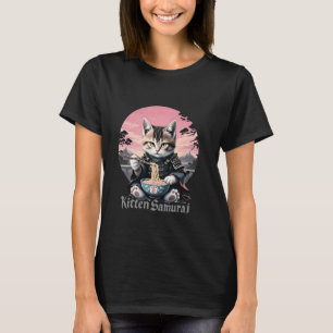 Camiseta Lamen Samurai Gatinho Arte Japonesa Guerreiro Ninj