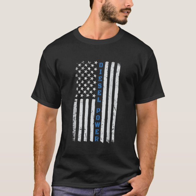 Camiseta Lâmina azul-americana Bandeira Diesel Shirt (Frente)