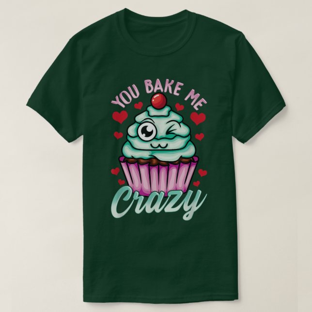 Camiseta Lâmina de Cupcake com Cute Baking para Dia de os n (Frente do Design)