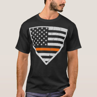Camiseta Lâmina fina de linha laranja EUA Bandeira Placa in