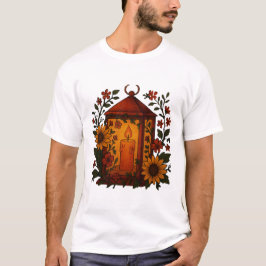 Camiseta Lâmpada Aconchegante com Arte de Girassóis