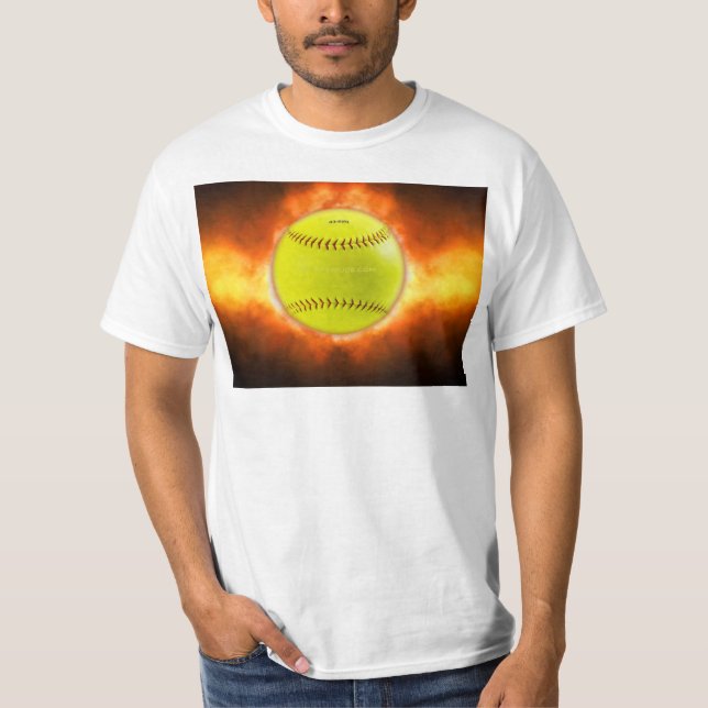 Camiseta Lâmpada amarela de foguete de softball SlipperyJoe (Frente)