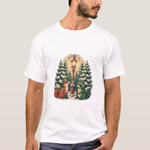 Camiseta Lâmpada Antiga na Neve que Cai, Cena de Inverno