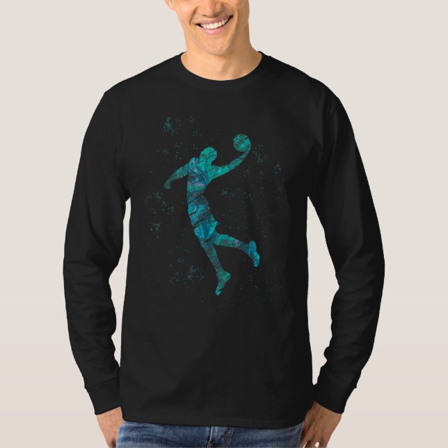 Camiseta Lâmpada de Basquete Duna Silhueta em Distância Ret (Frente)