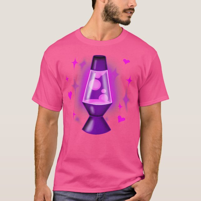 Camiseta Lâmpada de Lava de Cartoon Preta, Cute, Unisex Adu (Frente)