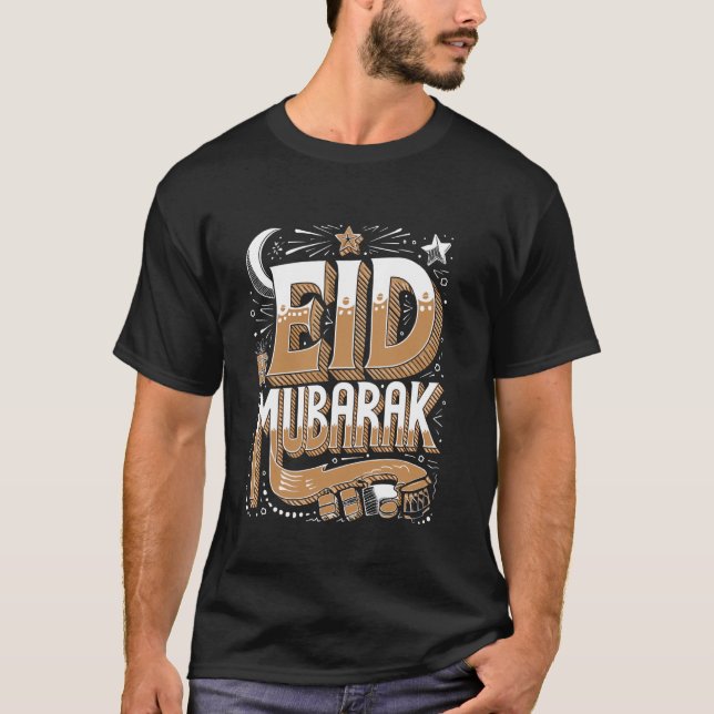 Camiseta Lâmpada e Estrelas do Eid Mubarak (Frente)