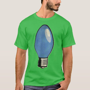 Camiseta Lâmpada Leve da Árvore de Natal Azul Vintage