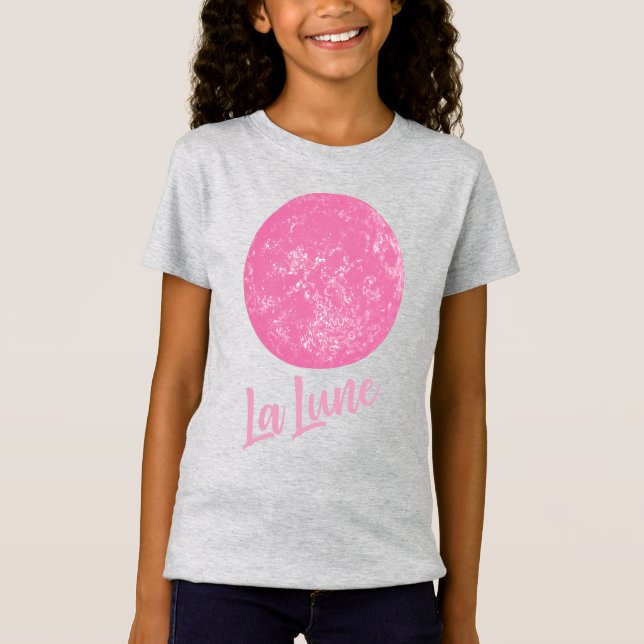 Camiseta Lâmpada Rosa Bonita Ilustração da Luna Francesa Co (Frente)