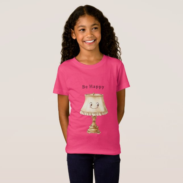 Camiseta Lâmpada Sorridente Feliz Fofa (Frente Completa)