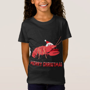 Camiseta Lâmpadas de Árvore de Natal de lagosta-branca