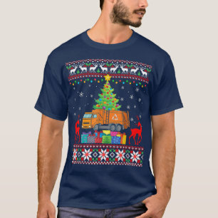 Camiseta Lâmpadas de Natal de Caminhão de Lixo Ornações de