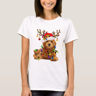 Camiseta Lâmpadas de Natal de Goldendoododododle de Natal