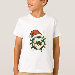 Camiseta Lâmpadas de Natal em Bola de Futebol Chapéu de Pap