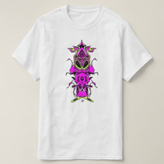Camiseta Lâmpadas intermitentes de vista de alienígena roxa (Frente do Design)