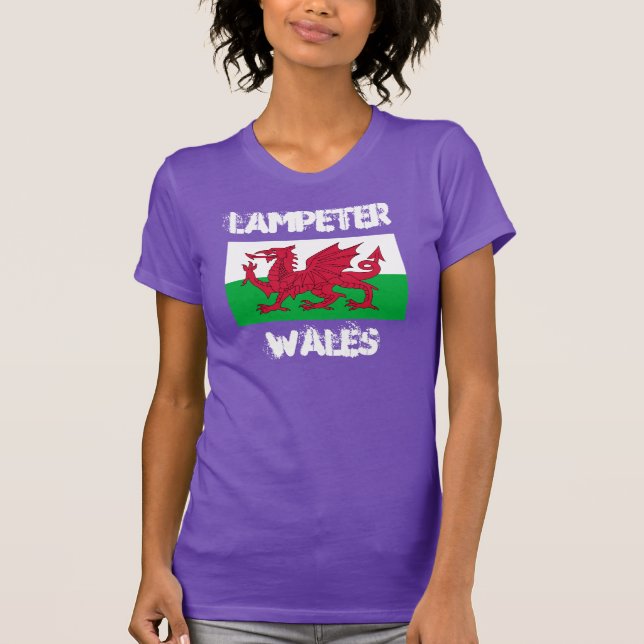 Camiseta Lampeter, País de Gales com bandeira galesa (Frente)