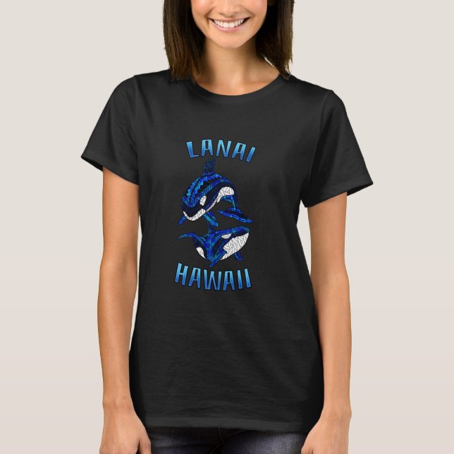 Camiseta Lanai Hawaii Vacina Tribal Whale Orca Long Sleev (Frente)