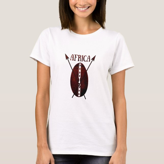Camiseta lança-escudo tribal africana (Frente)